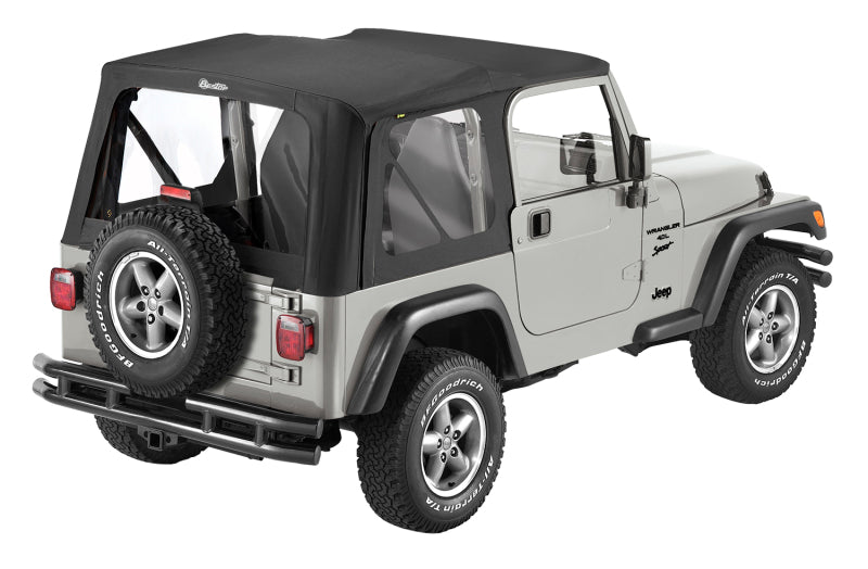Bestop 97-02 Jeep Wrangler TJ Replace A-Top (Black Sailcloth Clear Windows No Door Skins Included)