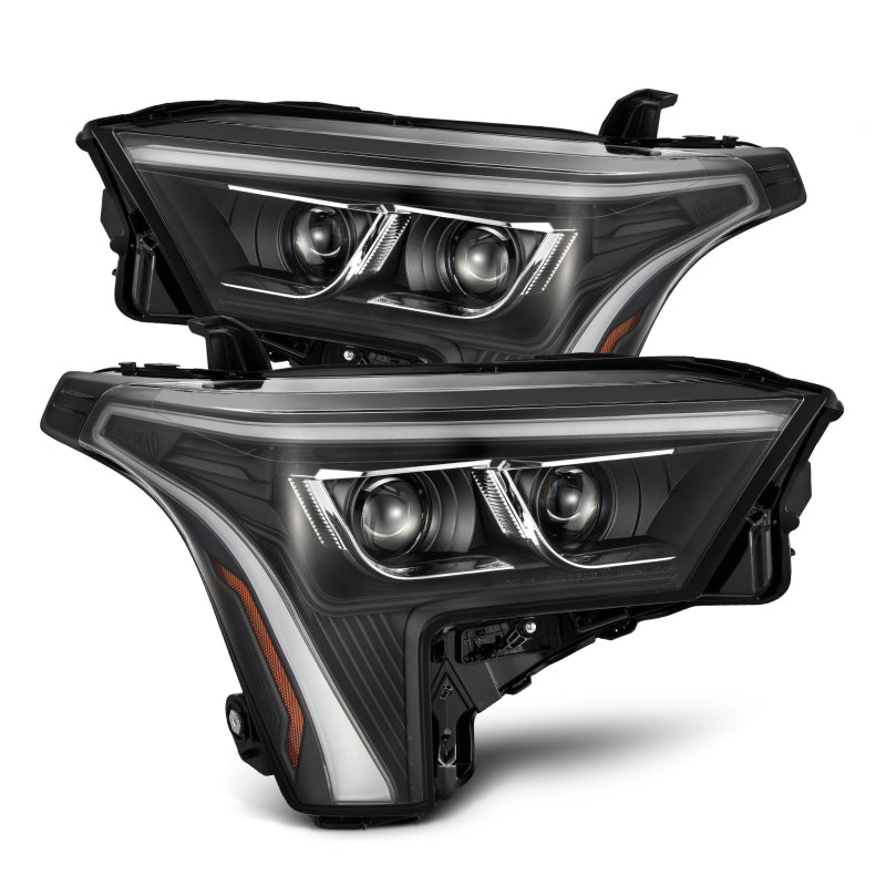 AlphaRex 880874 22-23 Toyota Tundra LUXX-Series Headlights Black with Amber DRL - Req 810029 OR 810030