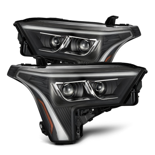AlphaRex 880874 2022-2023 Toyota Tundra LUXX-Series Headlights Black with Amber DRL - Req 810029 OR 810030