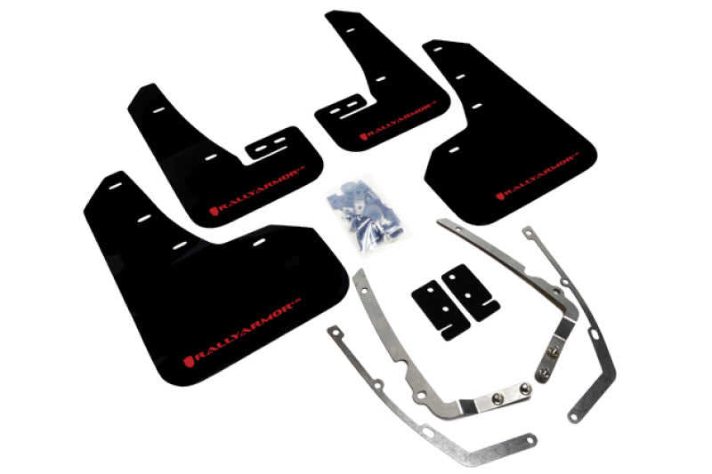 Rally Armor UR Mud Flaps - 2015-2018 Volkswagen GTI + 3 more fitments - Black/Red Logo - #MF37-UR-BLK/RD