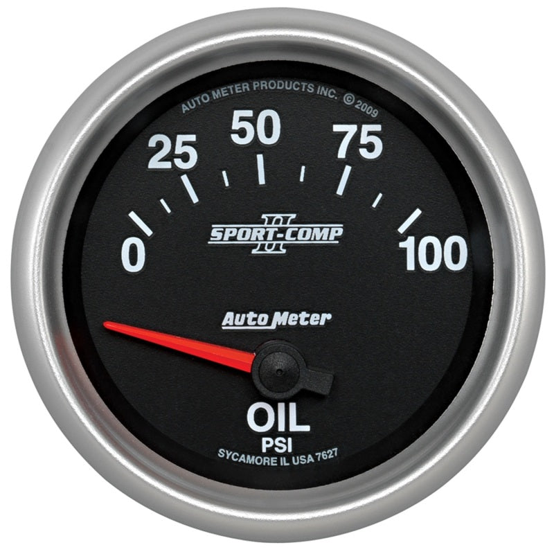 AutoMeter 7627 Sport-Comp II 0-100 PSI Short Sweep Electronic Oil Pressure Gauge