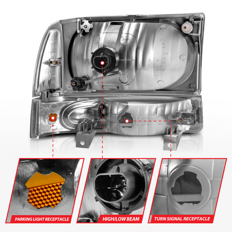 ANZO 1999-2004 Ford F-250 Super Duty Crystal Headlights