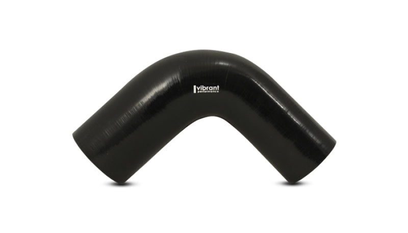 Vibrant 3in ID x 3.25in ID x 4in Long Gloss Black Silicone 90 Degree Transition