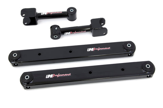 UMI Performance 402116-B Rear Control Arm Kit Fully Boxed Lowers Black