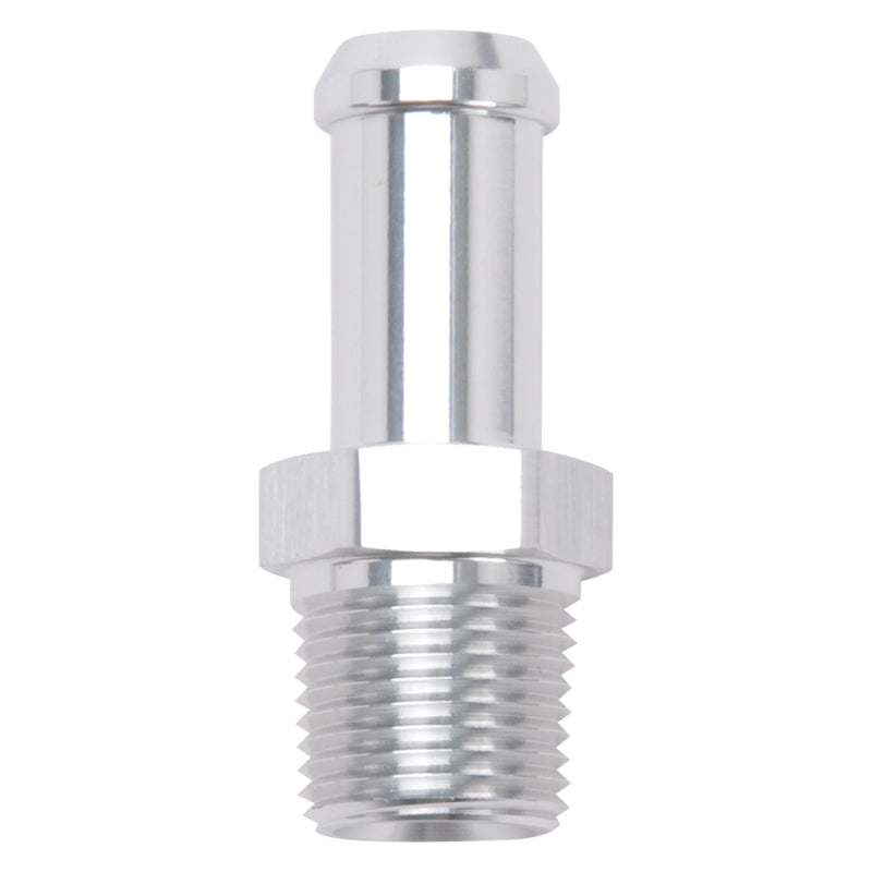Edelbrock 8115 Hose End Straight 3/8 in NPT to 1/2 in Barb Clear Anodized