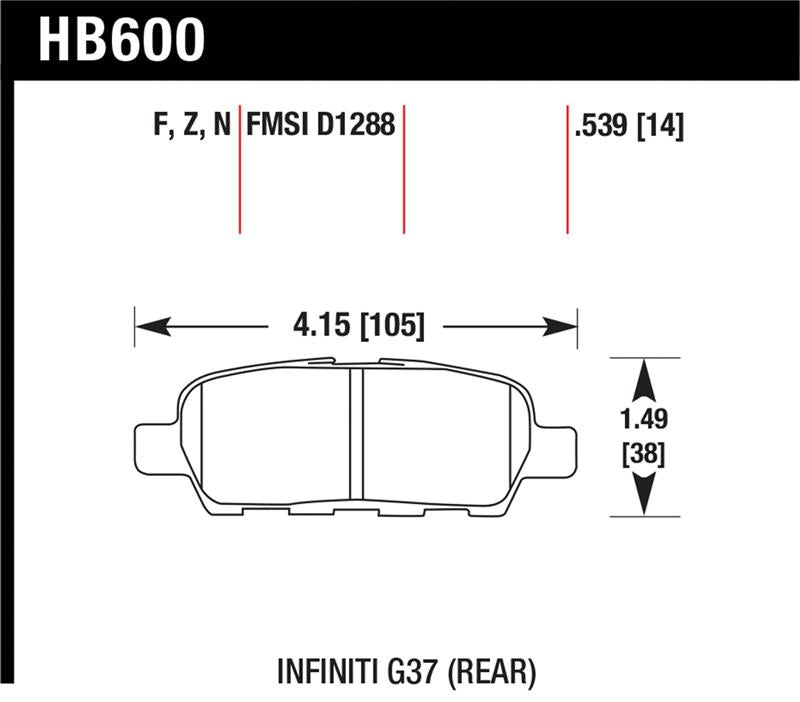 Hawk Performance HB600F.539 HPS Performance Ceramic Brake Pad