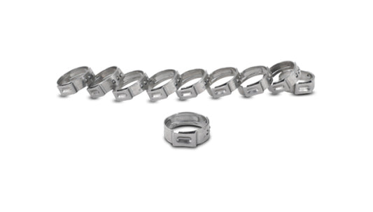 Vibrant One Ear Stepless Pinch Clamps 9.4-11.9mm clamping range (Pack of 10) SS