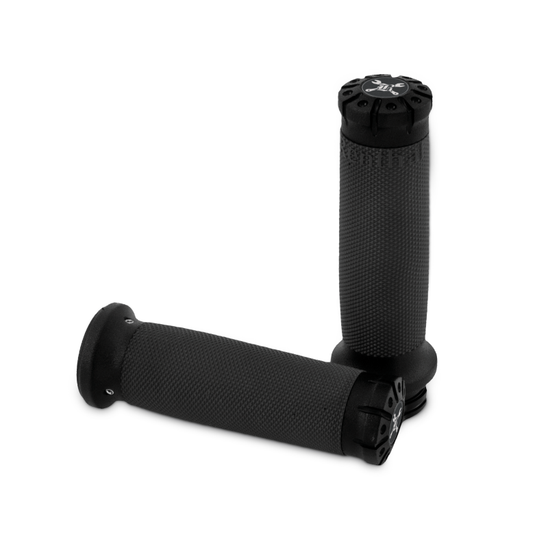 Burly Brand B16-1008TB Dual Cable Hawk Billet Grips Textured Black for 1982-2017 Harley-Davidson Models