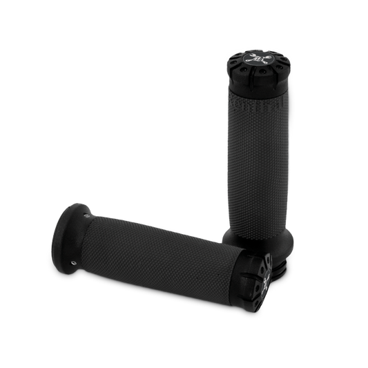Burly Brand B16-1008TB Dual Cable Hawk Billet Grips Textured Black for 1982-2017 Harley-Davidson Models