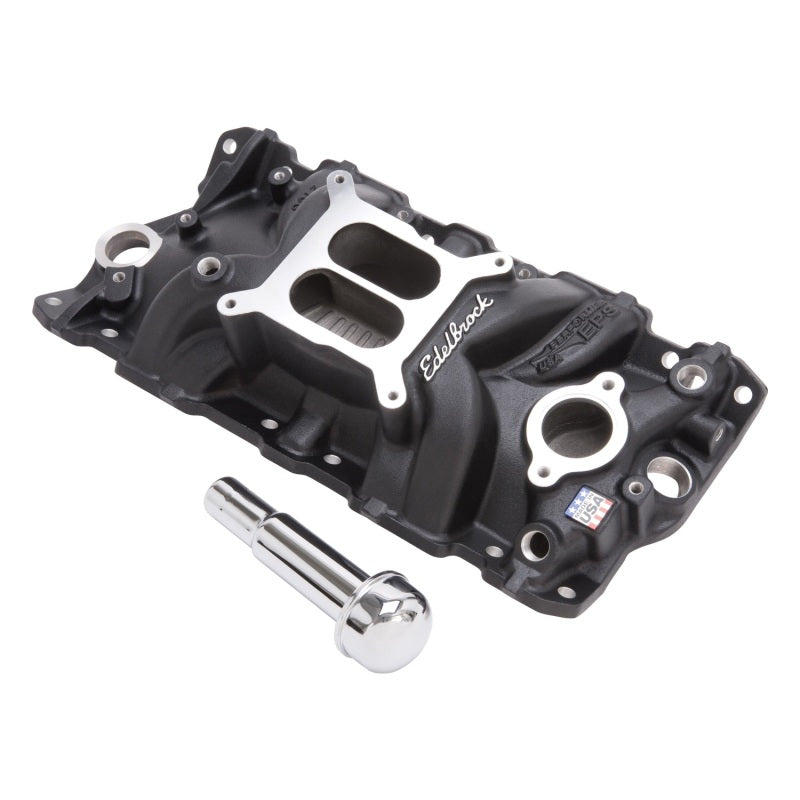 Edelbrock 27033 Intake Manifold Performer EPS SBC with Oil Fill Tube and Breather Black