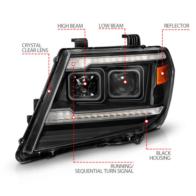 ANZO 2009-2021 Nissan Frontier LED Projector Headlights
