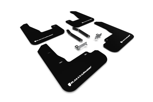 Rally Armor UR Mud Flaps - 2019-2020 Hyundai Elantra GT - Black/White Logo - #MF59-UR-BLK/WH