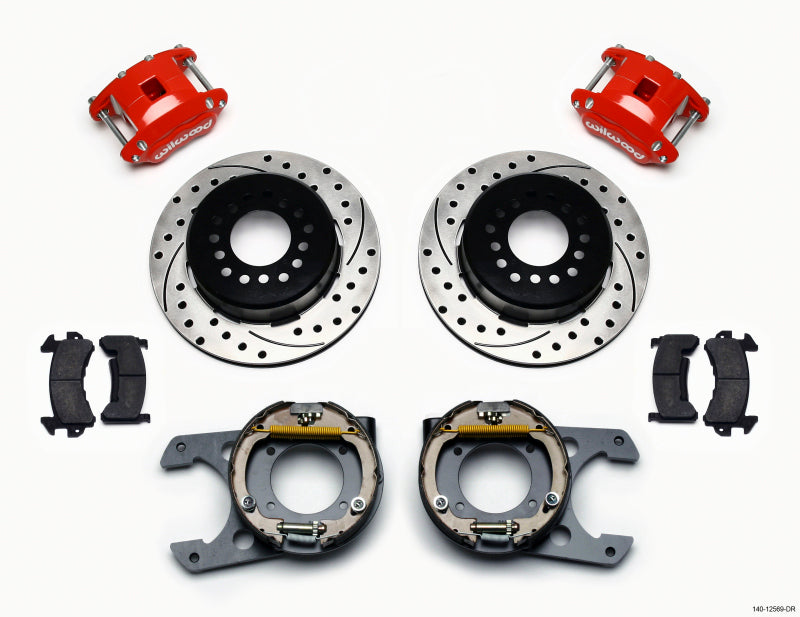 Wilwood D154 P/S P-B Kit Drilled-Red Chevy C-10 2.42 Offset 5-lug - #140-12569-DR