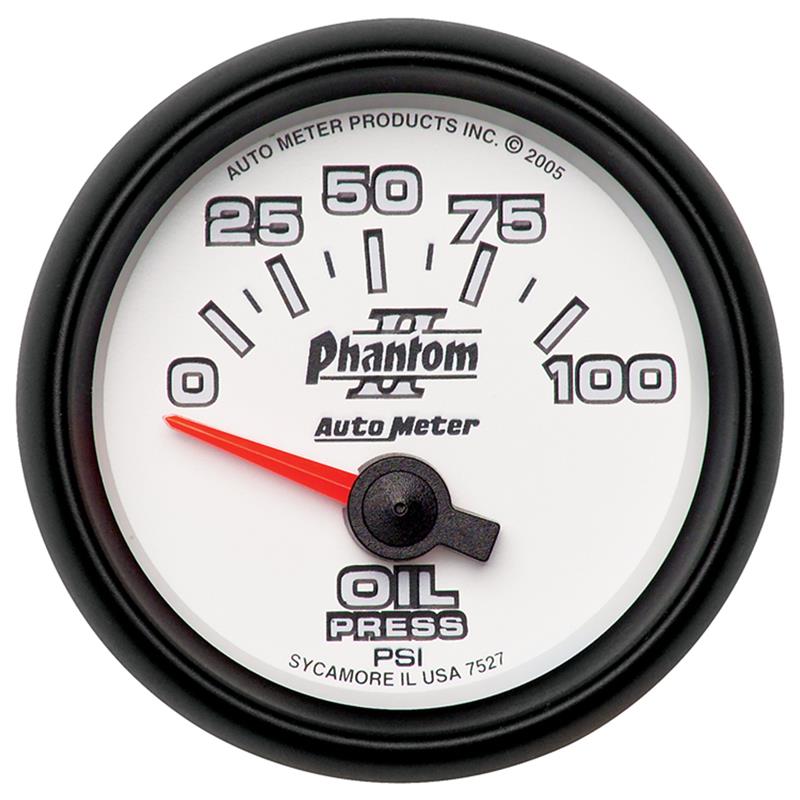 AutoMeter 7527 Phantom II 52mm Short Sweep Electric 0-100psi Oil Pressure Gauge