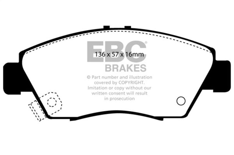 EBC 12 Acura ILX 1.5 Hybrid Ultimax2 Front Brake Pads UD621