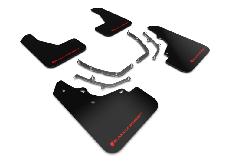 Rally Armor UR Mud Flaps - 2019-2025 Mazda 3 - Black/Red Logo - #MF61-UR-BLK/RD