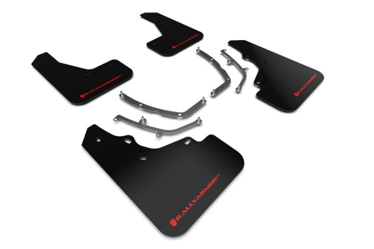 Rally Armor UR Mud Flaps - 2019-2025 Mazda 3 - Black/Red Logo - #MF61-UR-BLK/RD