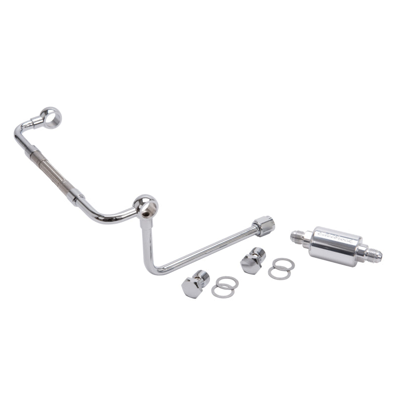 Edelbrock 8128 Dual Feed Line/Thunder Series Carburetor with Polished Fuel Filter