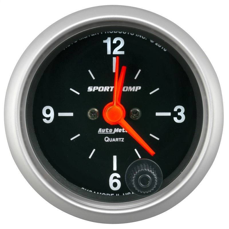 AutoMeter 3385 Sport-Comp 2-1/16in 12 Hour Analog Clock Gauge