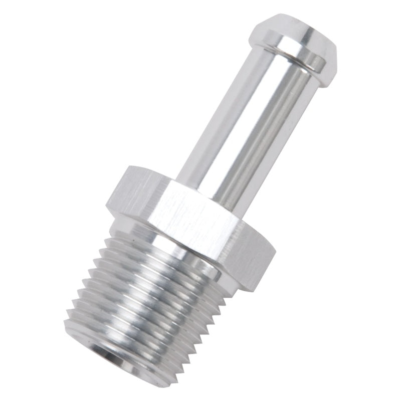 Edelbrock 8118 Hose End Straight 3/8 in NPT to 3/8 in Barb Clear Anodized