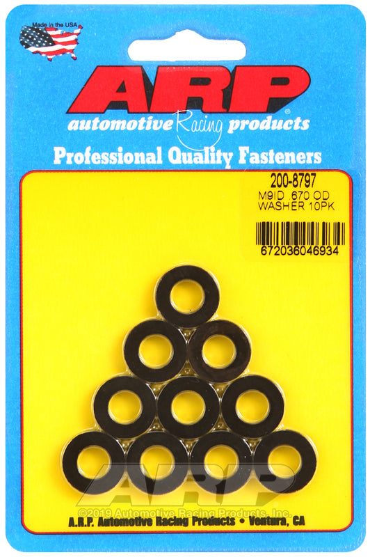 ARP 200-8797 M9 ID 0.670 OD Chamfer Black Washers (10 pack)