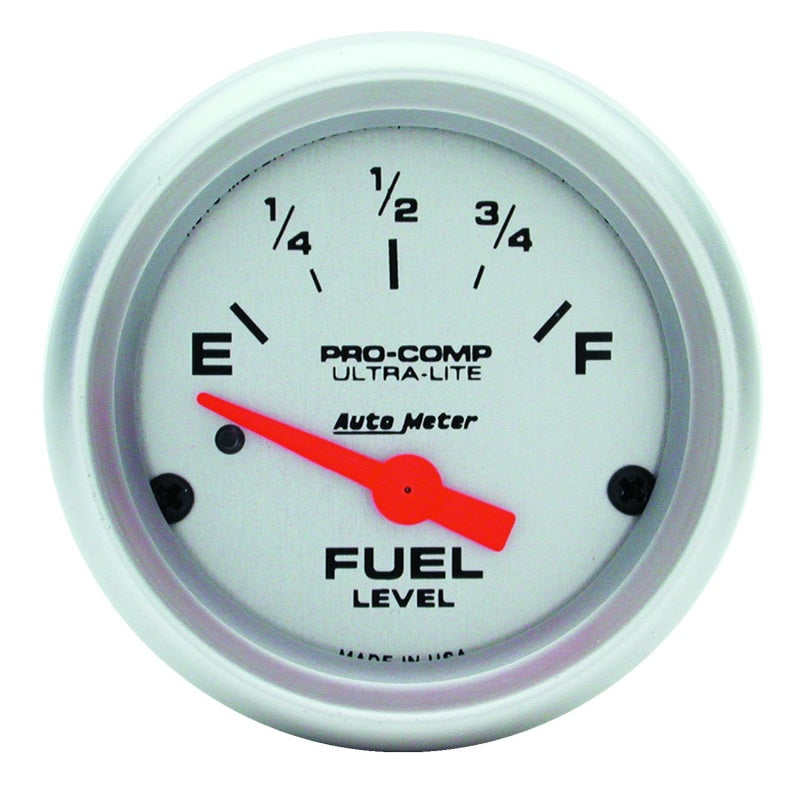 AutoMeter 4314 Ultra-Lite 52mm 0-90 Ohm Short Sweep Electric Fuel Level Gauge