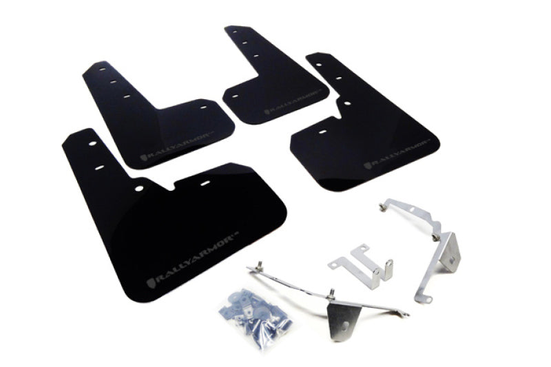 Rally Armor UR Mud Flaps - 2013-2015 Subaru XV Crosstrek, 2016-2017 Subaru Crosstrek - Black/Grey Logo - #MF26-UR-BLK/GRY
