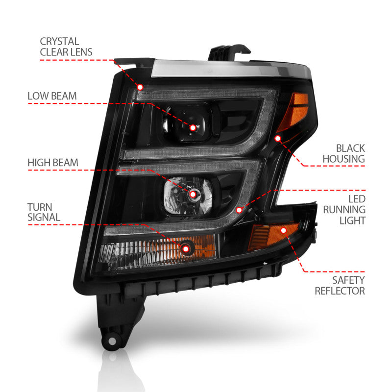 ANZO 2015-2020 Chevrolet Suburban LED Projector Headlights