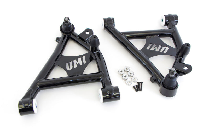 UMI Performance 2052-B Front Lower A-Arms Delrin Coilover Specific Black