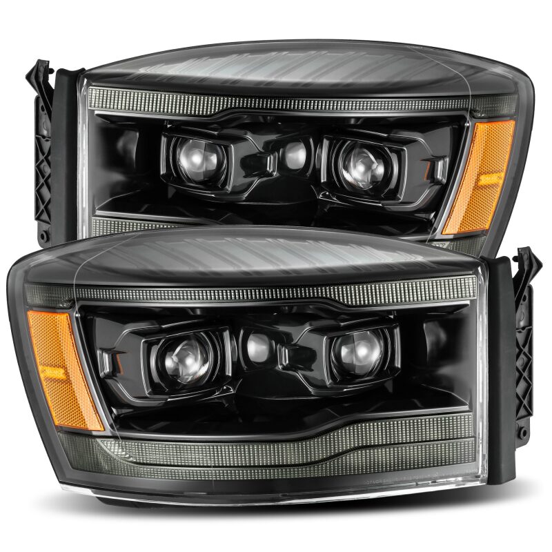 AlphaRex 880533 06-08 Dodge Ram 1500 HD LUXX LED Projector Headlights Plank Style Alpha Black w/Sequential Signal/DRL