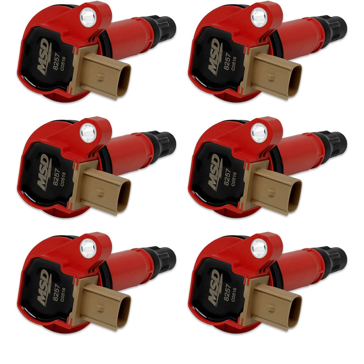 MSD 82576 Coil - for Ford EcoBoost - 3.5L V6 - 3-Pin Connector - Red - 6-Pack