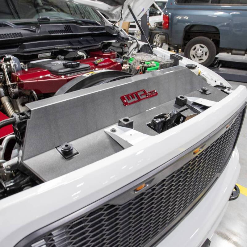 Wehrli Custom Fabrication WCF100546-GB Fabricated Aluminum Radiator Cover Gloss Black for 2013-2018 Ram 2500 / 3500 Cummins