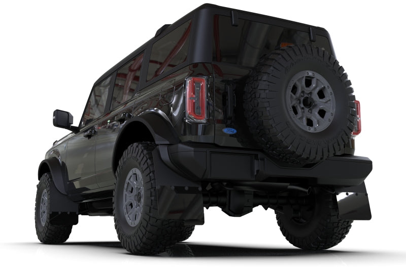 Rally Armor Mud Flaps - 2021-2025 Ford Bronco - RAL Hybrid Blk Flap/Red - #MF85-NO-ST-RD