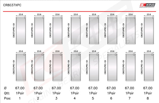 King Connecting Rod Bearing For GM DURAMAX DIESEL 6.6L CR8037XPCSTDX - Fits Chevrolet, GMC, Workhorse