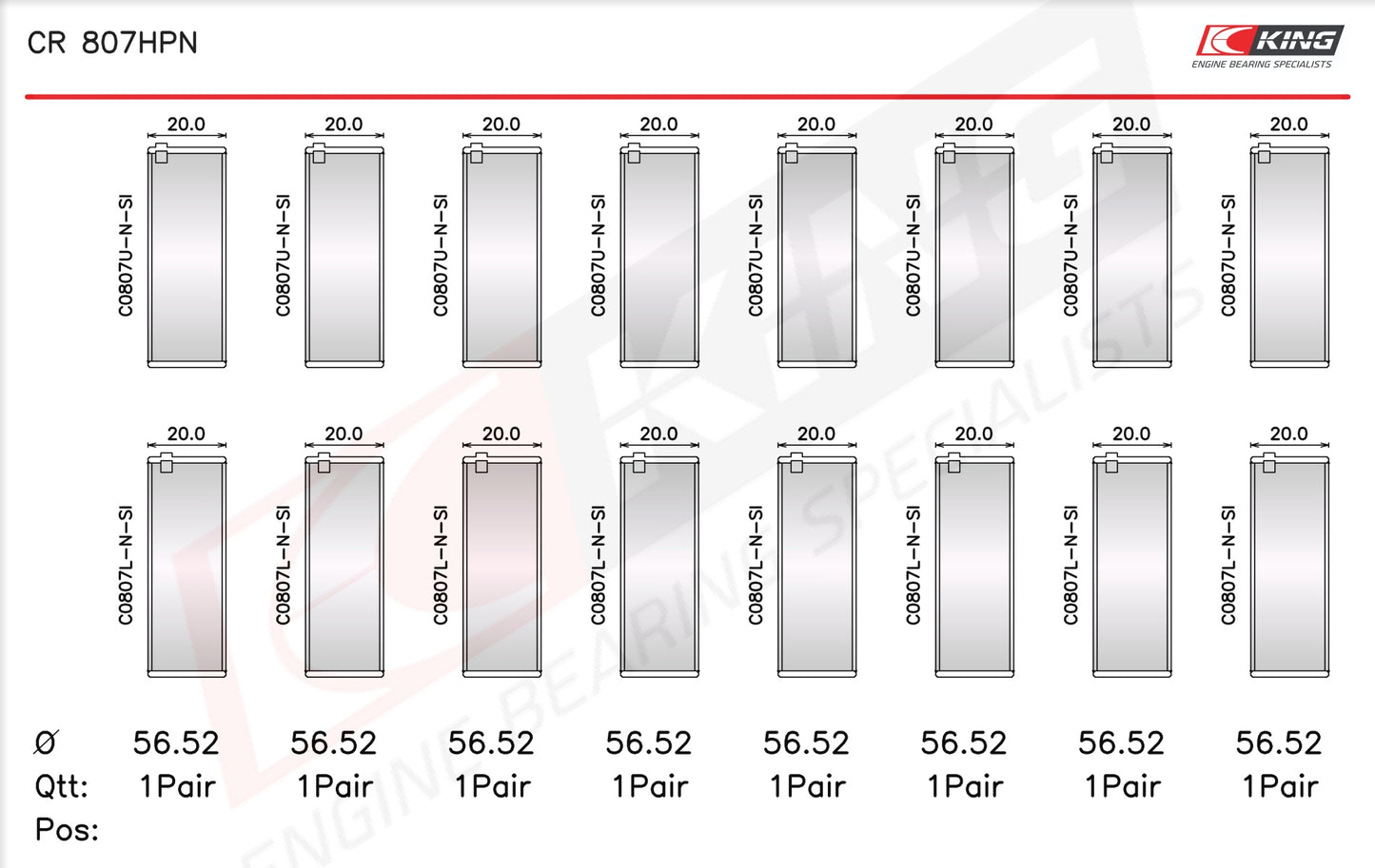 King Chevrolet SBC GEN III/IV LS 4.8, 5.3, 5.7, 6.2 Narrow Racing Connecting Rod Bearings CR 807HPN 010 - Fits Chevrolet, GMC, Pontiac