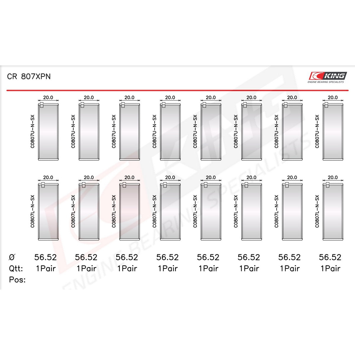 King Chevrolet SBC 307CI 350CI & GEN III/IV Narrow Racing Connecting Rod Bearings CR 807XPN 020 - Fits Chevrolet, GMC, Pontiac