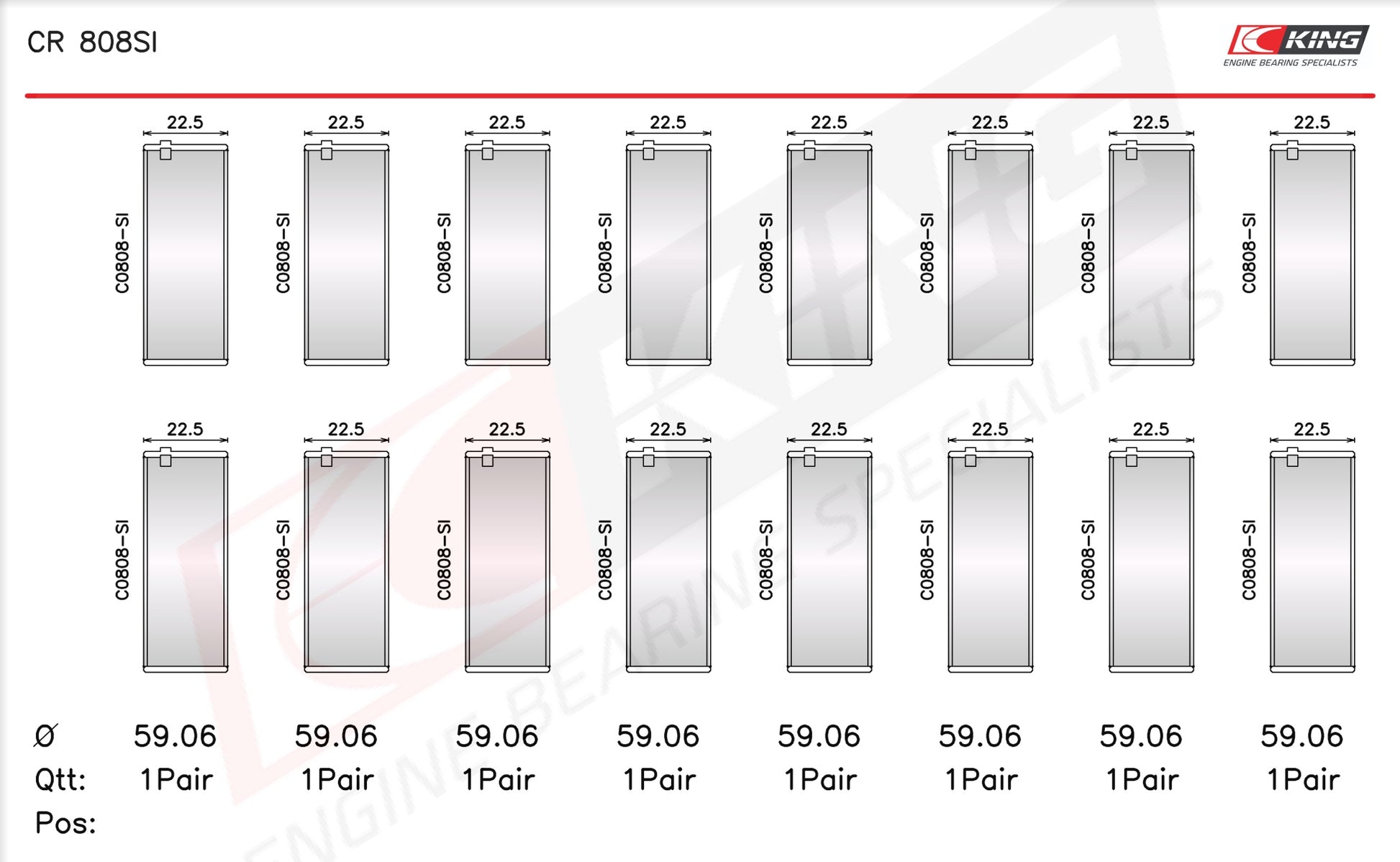 King Chevrolet BBC 369-502 GEN IV, V, VI OE-Replacement Connecting Rod Bearings CR 808SI 010 - Fits Chevrolet, GMC, Pontiac