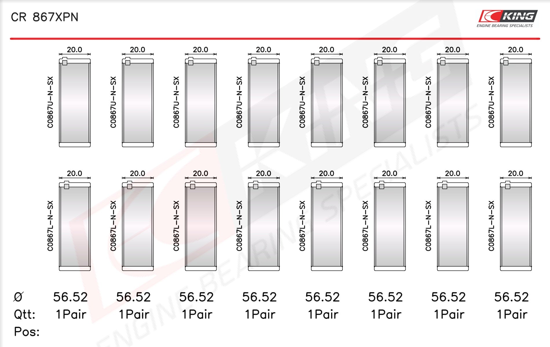 King GM 265, 283, 302, 327 Connecting Rod Bearing Set CR 867XPN-STD - Fits Chevrolet, GMC, Pontiac