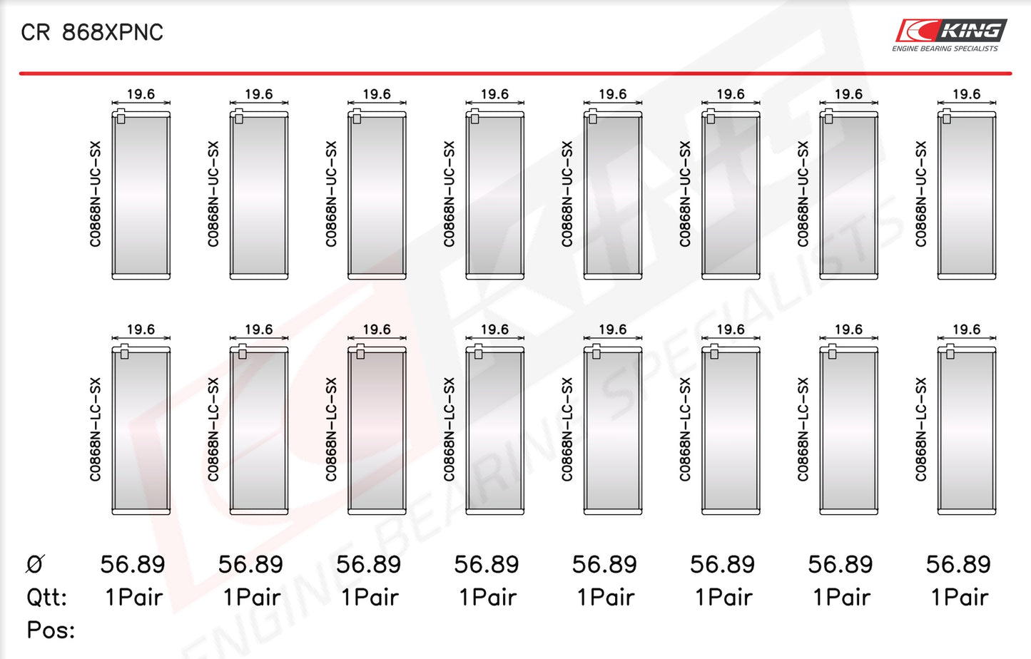 King Ford V8 Coyote 5.0L, 4.6L, 5.4L, V10 6.8L Narrow Coated Racing Connecting Rod Bearings CR 868XPNC-STD - Fits Ford, Lincoln, Mercury