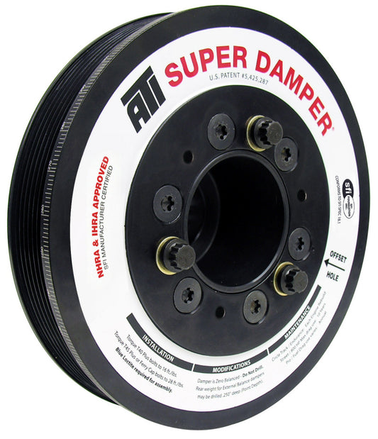 ATI Performance Products 918437 Super Damper Harmonic Balancer 7.48 in Aluminum 6 Groove 17% Overdrive for 2005-2010 Chrysler 300, Dodge Charger / Challenger / Magnum, Jeep Grand Cherokee SRT8 (6.1L Hemi Non-VVT)