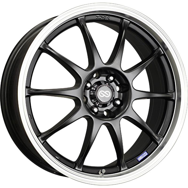 Enkei J10 15x6.5 4x100/114.3 38mm Offset 72.62mm Bore Dia Matte Black with Machined Lip Wheel
