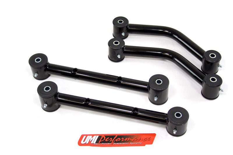 UMI Performance 501518-B Upper and Lower Control Arm Black for 1975 GM H-Body