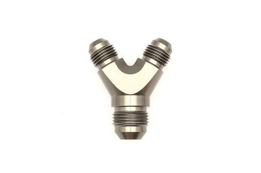 DeatschWerks 6AN Male Flare + 6AN Male Flare to 8AN Male Flare Y Block Fitting