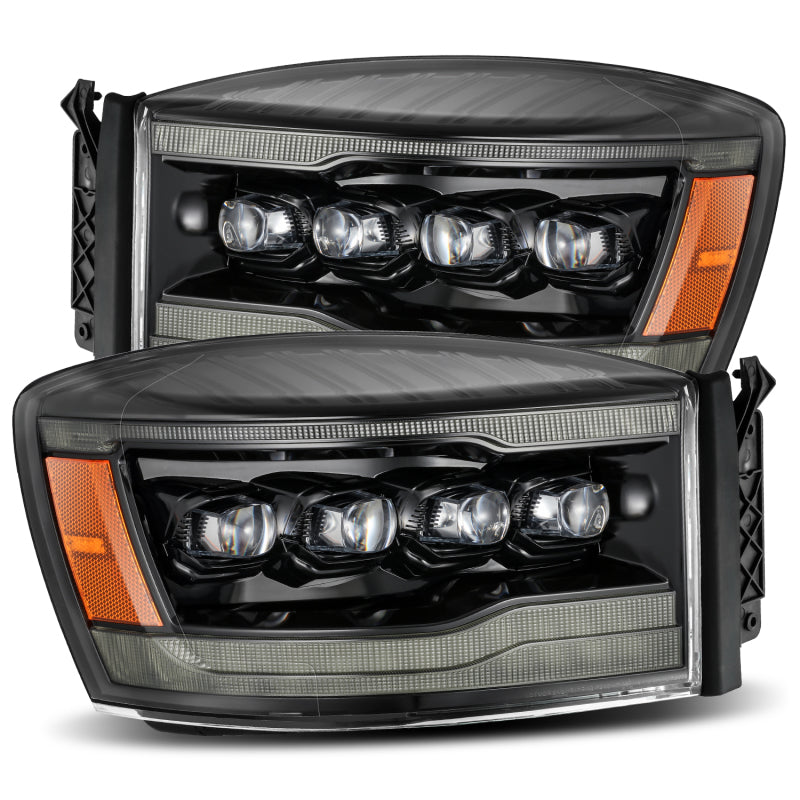 AlphaRex 880538 Dodge 06-08 Ram 1500 HD NOVA LED Projector Headlights Plank Style Alpha Black w/Sequential Signal/DRL/Amber LED