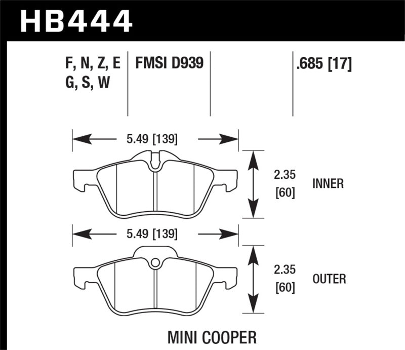 Hawk Performance HB444F.685 HPS Performance Ceramic Brake Pad