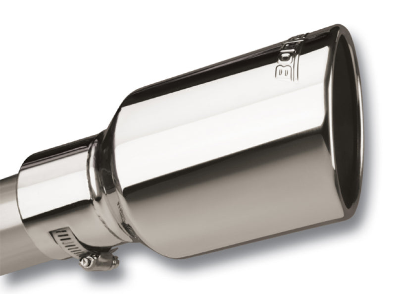 Borla 20156 Universal Polished Tip Single Round Rolled Angle-Cut w/Clamp (inlet 2 1/2in. Outlet 4 x 4in) * - #20156