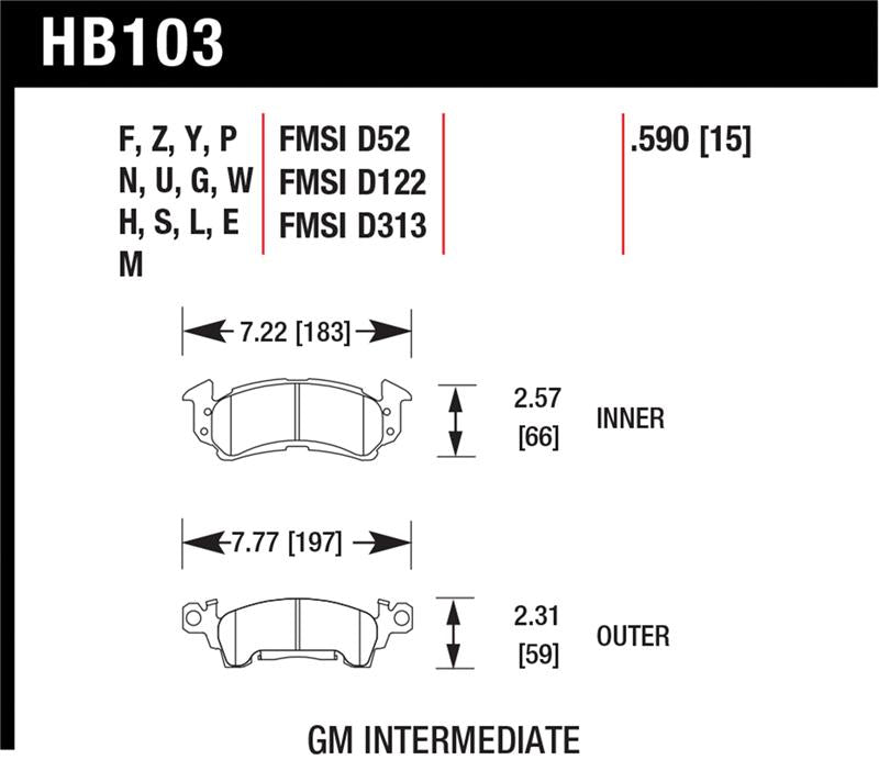 Hawk Performance HB103E.590 Blue 9012 Motorsport Brake Pads