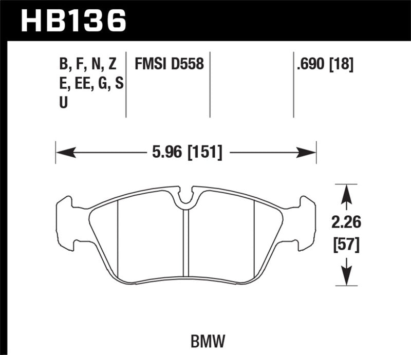 Hawk Performance HB136U.690 DTC-70 Motorsport Brake Pads