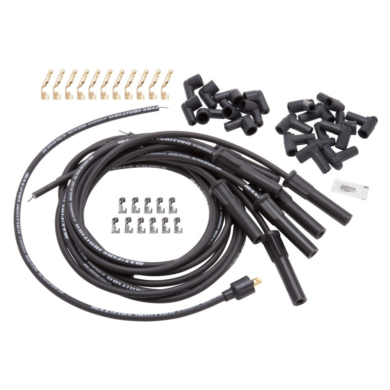 Edelbrock 22700 Spark Plug Wire Set Universal Flex Boots 500 Ohm Resistance 8.65mm Black Wire