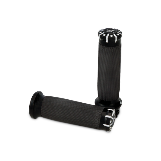 Burly Brand B16-1009BM TBW Hawk Billet Handle Grip Set Black Machined for 2008-2024 Harley-Davidson